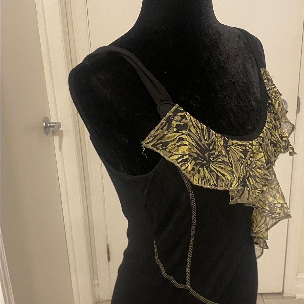TANGO MANGO Summer sleeveless Black & Green Ruffle Dress Size Medium - Picture 5 of 16